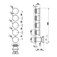 Внешние части смесителя термостатического Gessi Origini 66338 схема 2 Внешние части смесителя термостатического Gessi Origini 66338 схема 2