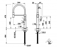 Смеситель для кухни Gessi 316 Kitchen 60010 схема 2 Смеситель для кухни Gessi 316 Kitchen 60010 схема 2
