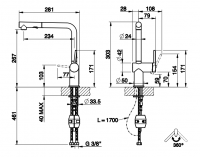 Cмеситель Gessi Inedito 60407 для кухонной мойки схема 2 Cмеситель Gessi Inedito 60407 для кухонной мойки схема 2