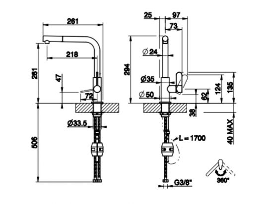 Смеситель для кухни Gessi ACCIAIO 60537 схема 2 Смеситель для кухни Gessi ACCIAIO 60537 схема 2