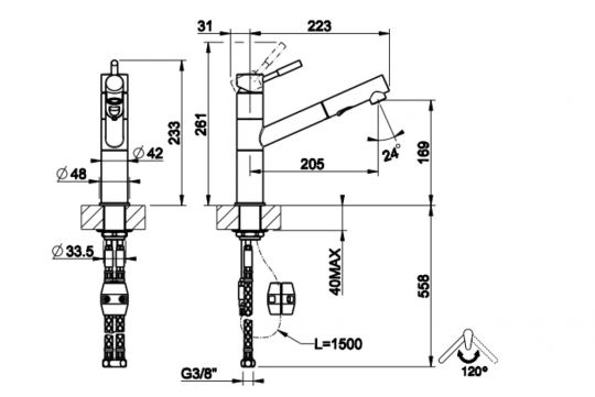 Смеситель для кухни Gessi Oxygene 50301/50303 схема 4