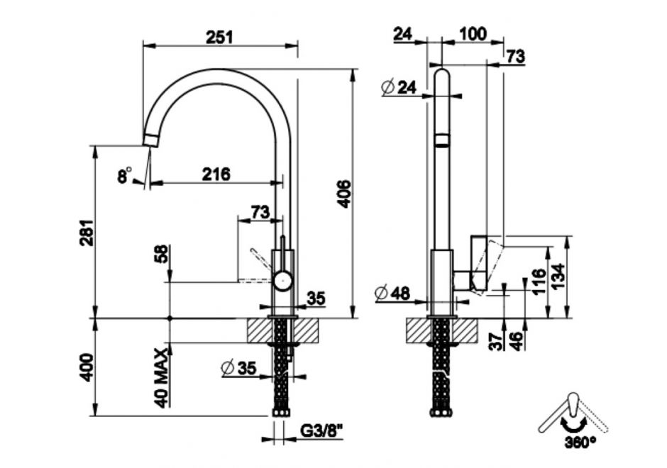 Смеситель для кухни Gessi Monaco 17159/17163 ФОТО