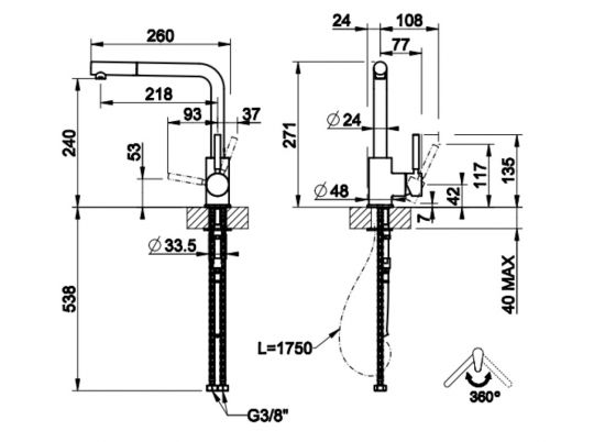 Кухонный смеситель Gessi Neutron 17155/17169 схема 4 Кухонный смеситель Gessi Neutron 17155/17169 схема 4