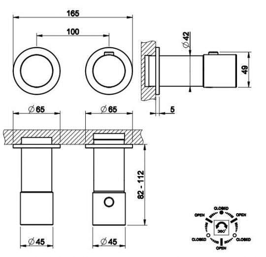 Внешняя часть смесителя Gessi Habito INTRECCIO встройка термостат 70136 схема 3 Внешняя часть смесителя Gessi Habito INTRECCIO встройка термостат 70136 схема 3