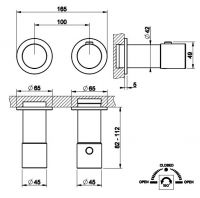 Встраиваемый смеситель для ванны/душа Gessi Habito INTRECCIO 70134 схема 3 Встраиваемый смеситель для ванны/душа Gessi Habito INTRECCIO 70134 схема 3