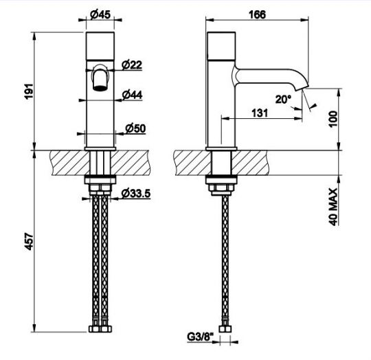 Смеситель для раковины Gessi Habito 70002 схема 2 Смеситель для раковины Gessi Habito 70002 схема 2