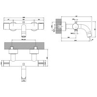 Смеситель для ванны термостатический Gessi Emporio Via tortona с автоматическим переключателем 18711 схема 2