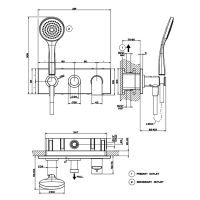 Смеситель скрытого монтажа для душа Gessi Emporio Via manzoni на 2 позиции с переключателем 44901 схема 2