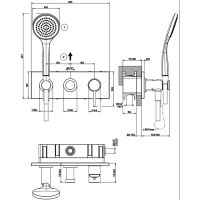 Встраиваемый смеситель для душа Gessi Emporio Via tortona на 2 позиции 44828 схема 2