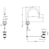 Излив для кухонного смесителя Gessi Emporio Via tortona с 1 отверстием 18621 схема 2