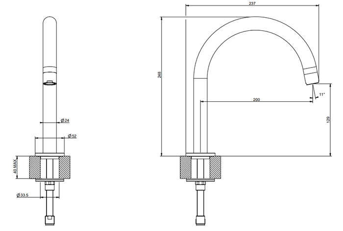 Излив для кухни Gessi Emporio Via tortona с 1 отверстием 18623 ФОТО