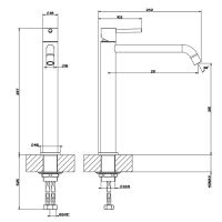 Смеситель для раковины с длинным изливом Gessi Emporio Via tortona с 1 отверстием без донного клапана 18606 схема 2 Смеситель для раковины с длинным изливом Gessi Emporio Via tortona с 1 отверстием без донного клапана 18606 схема 2