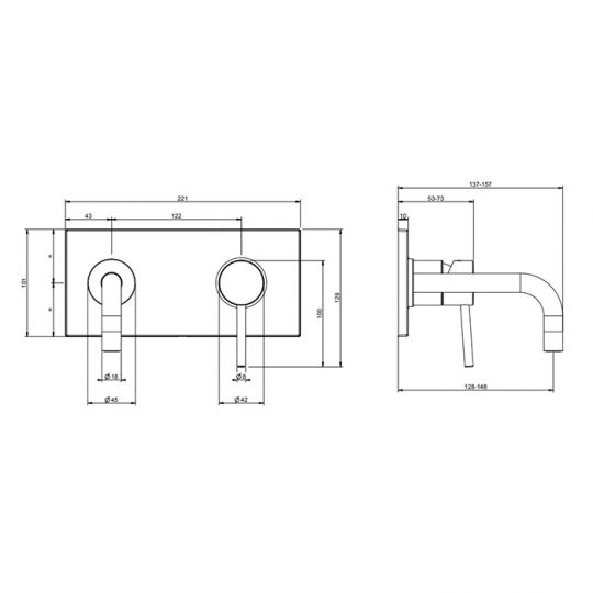 Смеситель  для раковины Gessi Emporio Via tortona с изливом 14,6 см 44823 скрытого монтажа схема 2