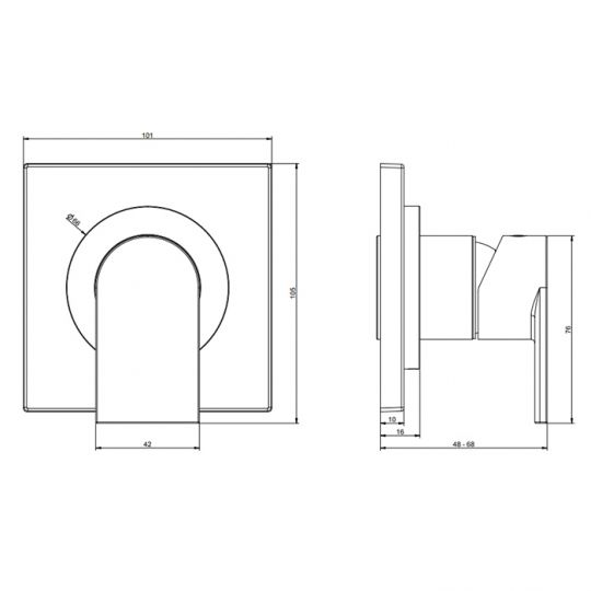 Смеситель скрытого монтажа Gessi Emporio Via manzoni на 1 позицию 38722  для душа схема 2