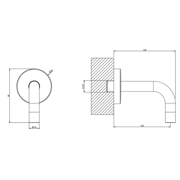 Короткий излив Gessi Emporio Via tortona комбинируемый с удалённым управлением 44285 настенный ФОТО