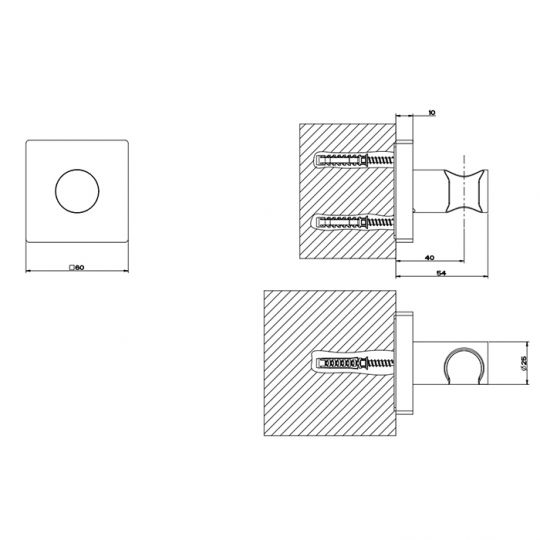 Неподвижный держатель для душевой лейки Gessi Emporio shower 47357 схема 2