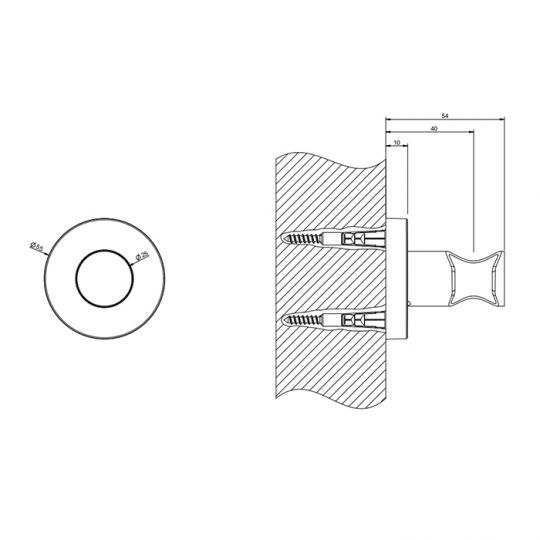 Неподвижный держатель Gessi Emporio shower для душевой лейки 38657 схема 2