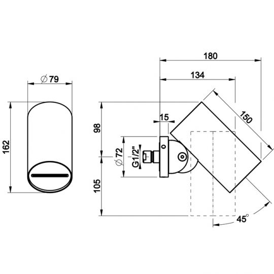 Регулируемая настенная душевая лейка Gessi Habito Diamantato 57283 схема 2 Регулируемая настенная душевая лейка Gessi Habito Diamantato 57283 схема 2