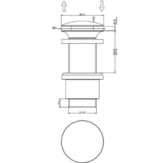 Автоматический донный клапан для раковины Gessi 01423 схема 2