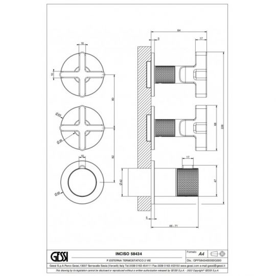 Смеситель для душа Gessi Inciso Shower 58434 схема 17