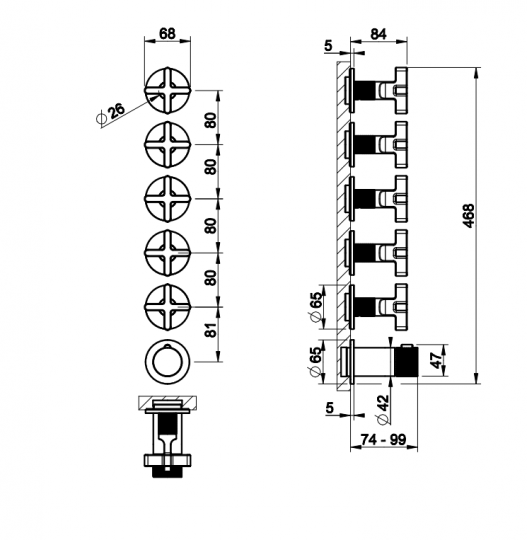 Смеситель для душа Gessi Inciso Shower 58440 схема 17