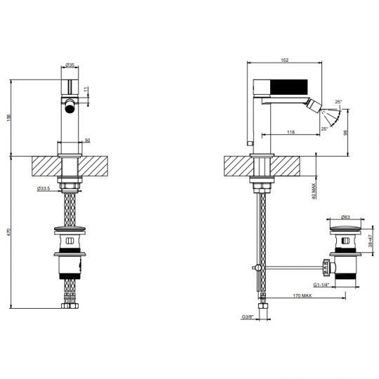 Смеситель для биде Gessi Inverso Diamantato 73607 схема 6 Смеситель для биде Gessi Inverso Diamantato 73607 схема 6
