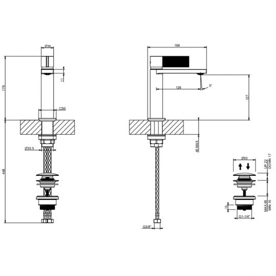 Смеситель для раковины Gessi Inverso Diamantato 73651 схема 12 Смеситель для раковины Gessi Inverso Diamantato 73651 схема 12