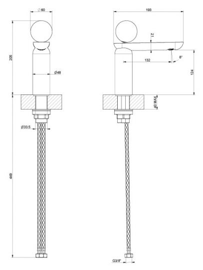 Смеситель однорычажный Gessi Perle 74302726 для раковины схема 2