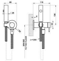 Душ гигиенический Gessi Inciso 45131 настенный схема 2