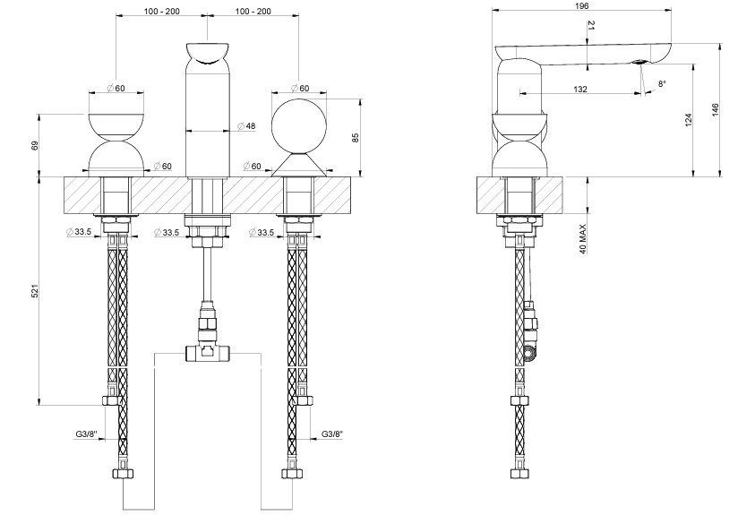 Смеситель вентильный Gessi Perle 74968273 для раковины ФОТО