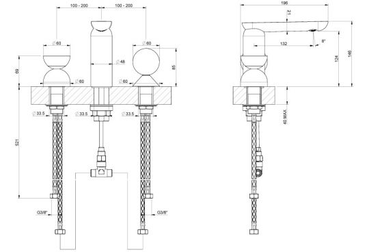 Смеситель вентильный Gessi Perle 74968273 для раковины схема 2