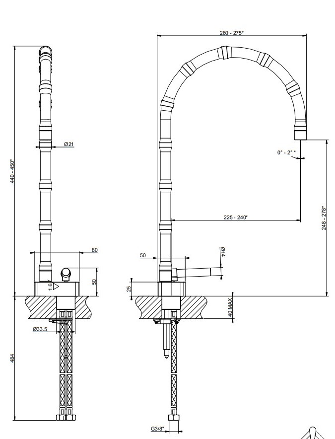 Высокий смеситель для раковины Gessi Jacqueline 77003727 ФОТО