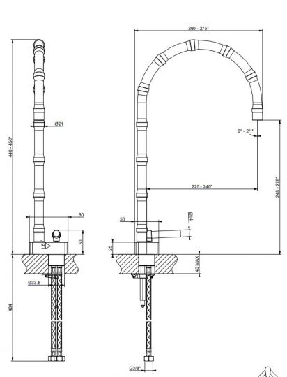 Высокий смеситель для раковины Gessi Jacqueline 77003727 схема 2
