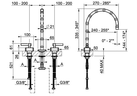 Смеситель для раковины Gessi Jacqueline 77215845 схема 2