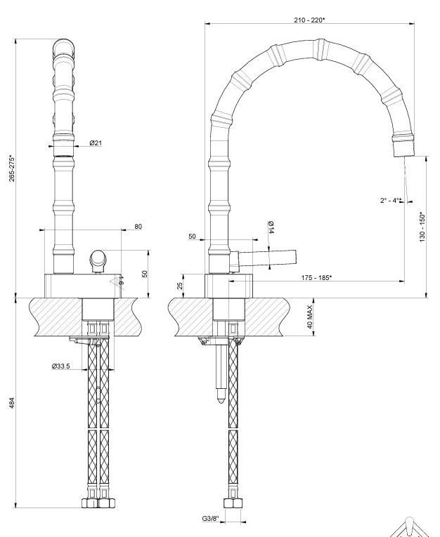 Смеситель для раковины Gessi Jacqueline 77401299 ФОТО