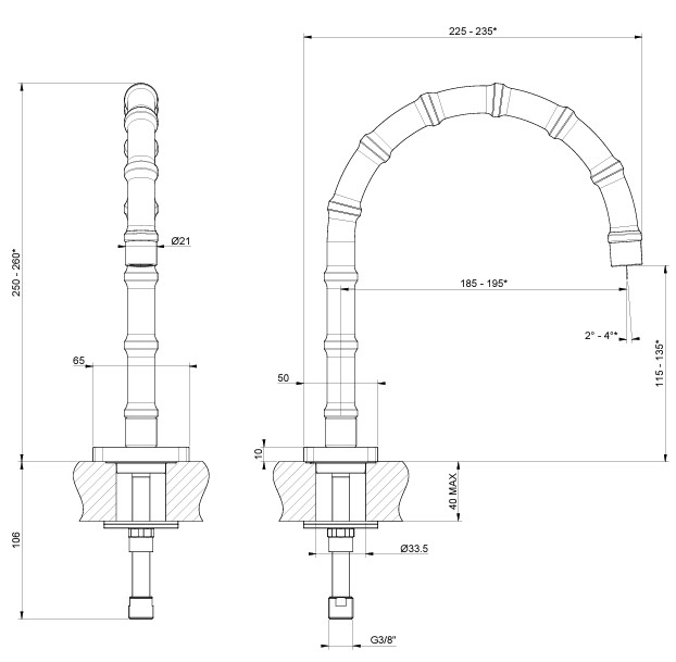 Смеситель для раковины Gessi Jacqueline 77201706 ФОТО