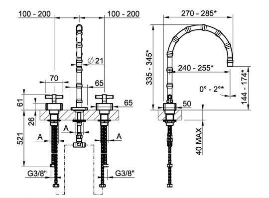 Смеситель для раковины Gessi Jacqueline 77217707 схема 2 Смеситель для раковины Gessi Jacqueline 77217707 схема 2