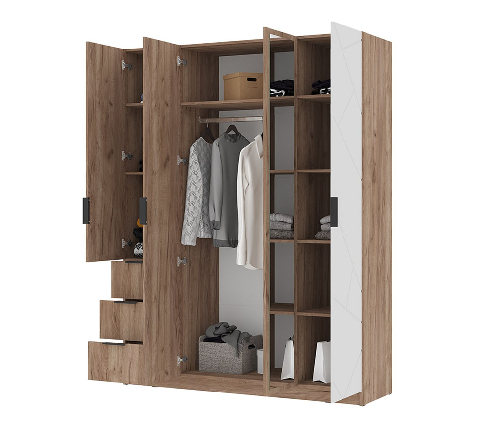 Орегон ШК 03 Шкаф 4-х дверный с зеркалом