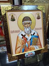 Спиридон Тримифунтский 27х31 см (рукописная икона с золочением и ковчегом)