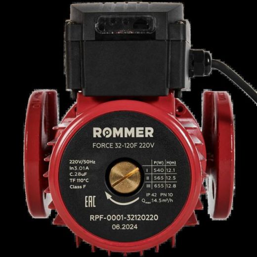 Насос циркуляционный FORCE фланцевый, 32-120F 220 V ROMMER