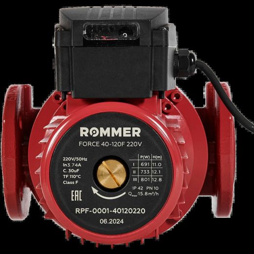 Насос циркуляционный FORCE фланцевый 40-120F 220 V ROMMER