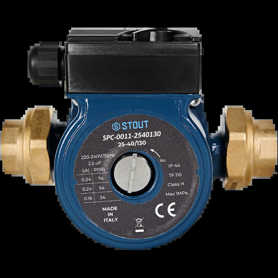 Насос циркуляционный 25-40/130 с гайками STOUT