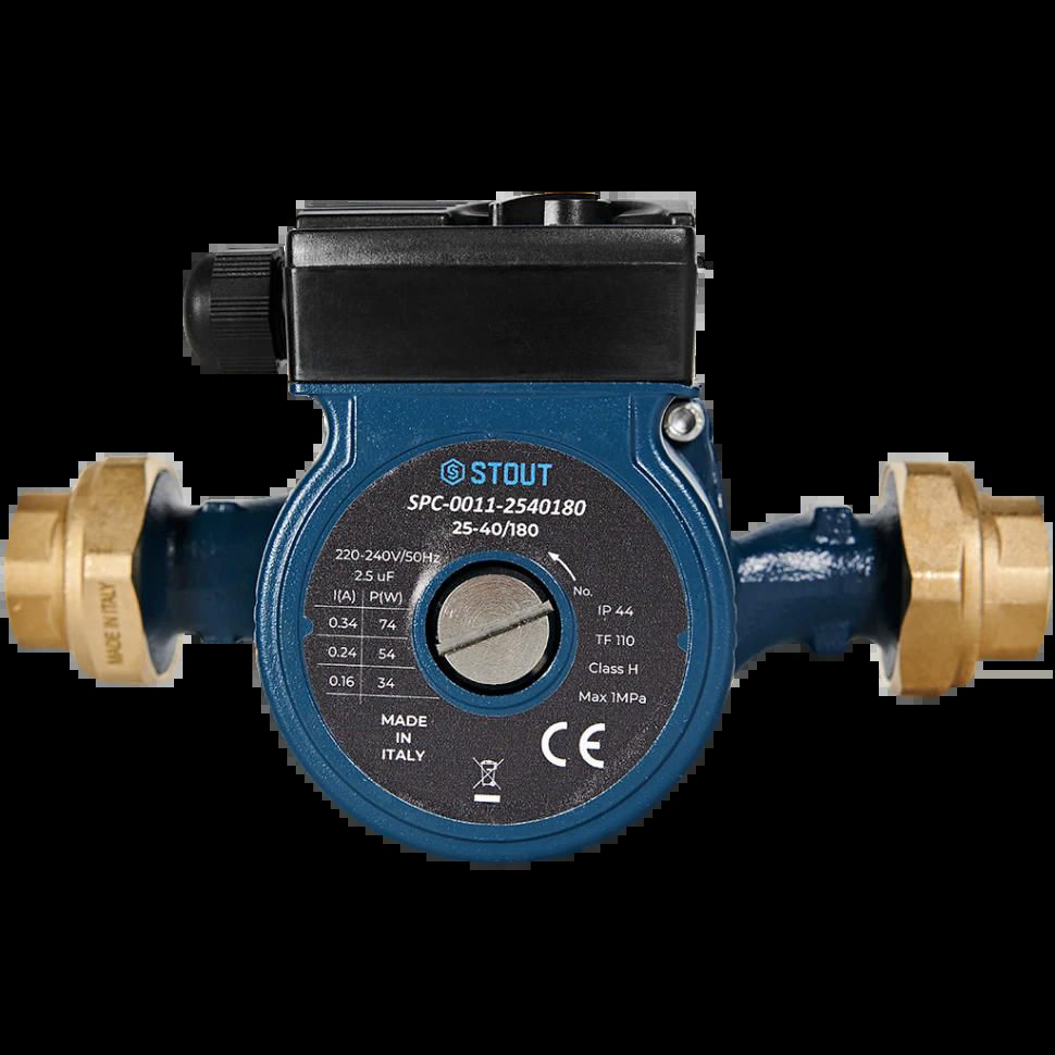 Насос циркуляционный 25-40/180 с гайками STOUT