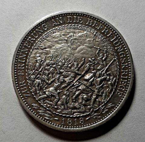 медаль 1 талер 1813 - 1913 RARE Россия Австрия Пруссия Германия UNC