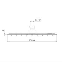 Верхний душ Newform Head Showers 22391.01.093 25x25 см настенный потолочный схема 3