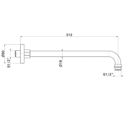 Душевой кронштейн Newform Head Showers 27669.21.018 закругленный схема 2