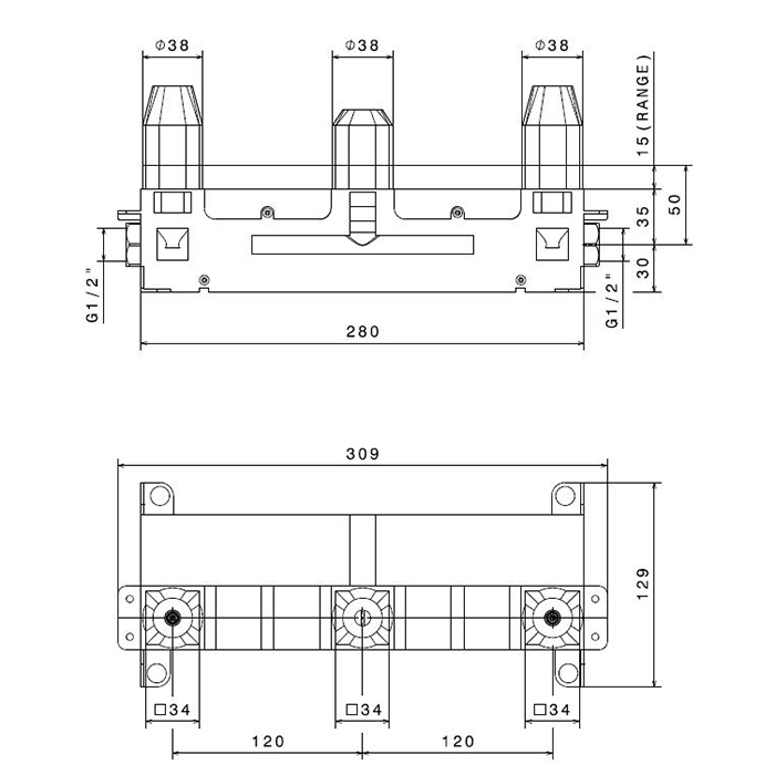 Встраиваемая часть Newform 27753.00.000 для смес. на рак. из стены ФОТО