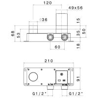 Внутренняя часть смесителей настенного монтажа без донного клапана Newform Ergo Q 27853.00.000 схема 2