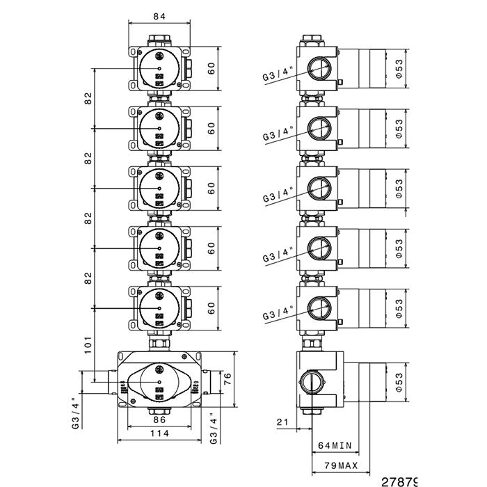 Встраиваемая часть термостатического смесителя Newform 27879.00.000 ФОТО