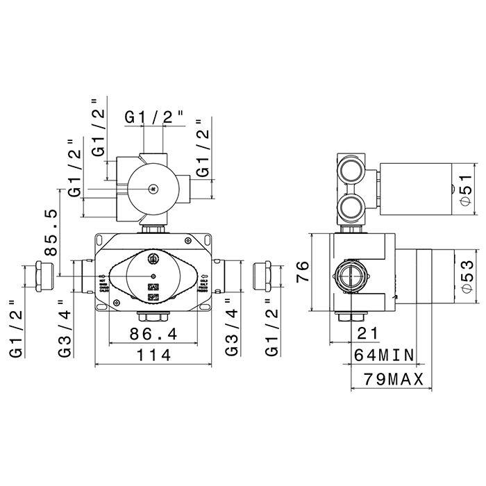Встраиваемая часть термостатического смесителя Newform 27888.00.000 ФОТО